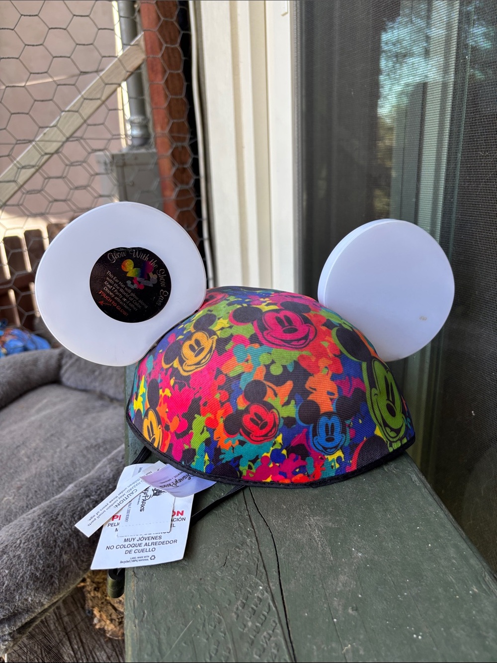 Disney Neon Multicolor Mickey Ear Headband with White Ears